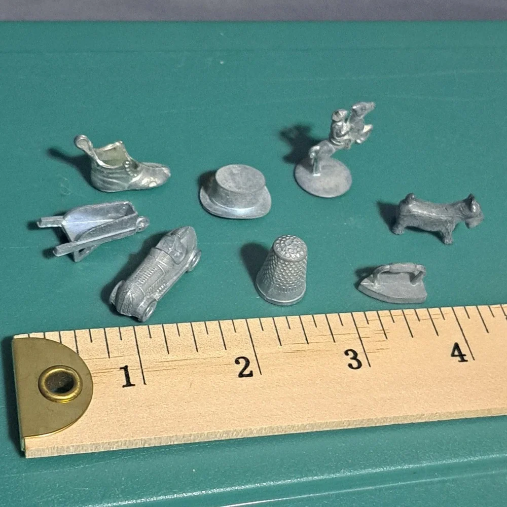 VTG Monopoly Pewter Replacement Pieces Tokens Lot of 8‎ Car Thimble Iron Hat Etc